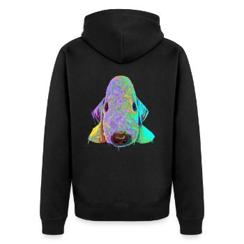 Spalsh Dog Bedlington Terrier - Unisex Premium Organic Zip Hoodie - black - Back - Nico (187cm)