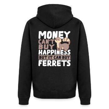 Money Can't Buy Happiness But It Can Buy Ferrets - Unisex Premium Bio Zip Hoodie - Schwarz - Hinten - Nico (187cm)