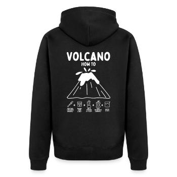 Volcano How To Geology Geologist Mineralogy - Unisex Premium Bio Zip Hoodie - Schwarz - Hinten - Nico (187cm)