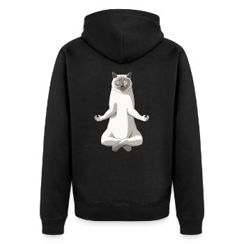 Funny Yoga Colourpoint British Shorthair Cat - Unisex Premium Organic Zip Hoodie - black - Back - Nico (187cm)