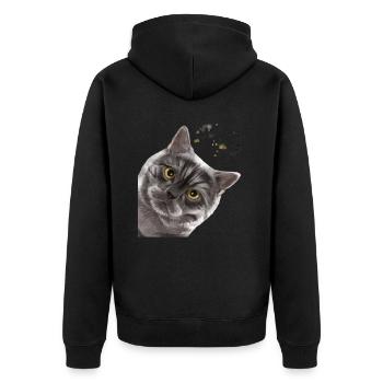 Drôle de fumée fumée britannique à poil court - Veste à capuche bio Premium Unisexe - noir - Dos - Nico (187cm)