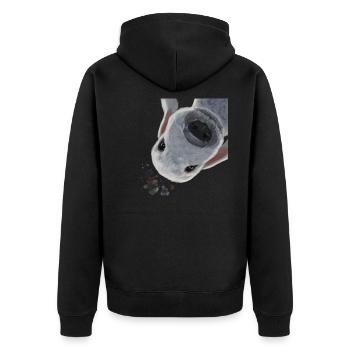 Funny Curious Bedlington Terrier Dog - Unisex Premium Organic Zip Hoodie - black - Back - Nico (187cm)