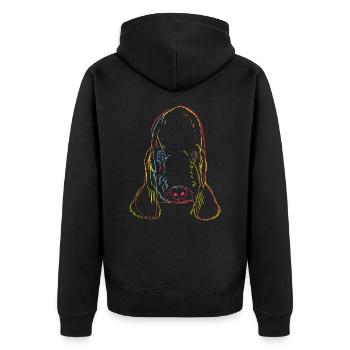 Colorful Dog Bedlington Terrier - Unisex Premium Organic Zip Hoodie - black - Back - Nico (187cm)