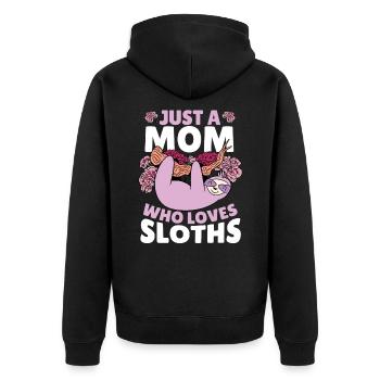 Just A Mom Who Loves Sloths Sloth Mom - Unisex Premium Bio Zip Hoodie - Schwarz - Hinten - Nico (187cm)