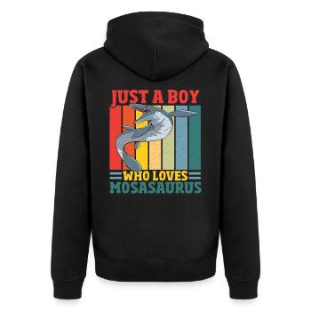 Just A Boy Who Loves Mosasaurus Prehistoric - Unisex Premium Bio Zip Hoodie - Schwarz - Hinten - Nico (187cm)