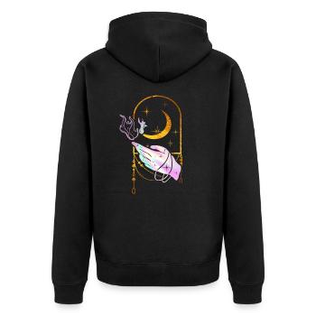 Esoterische Hand Magie Okkult Goth Wicca - Unisex Premium Bio Zip Hoodie - Schwarz - Hinten - Nico (187cm)
