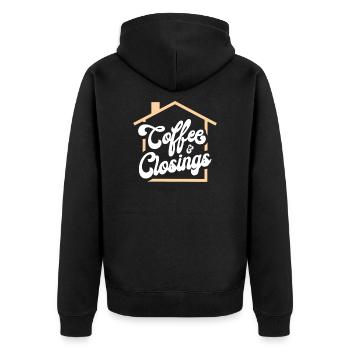 Real Estate Agent Gift Coffee Lover Contract - Unisex Premium Organic Zip Hoodie - black - Back - Nico (187cm)