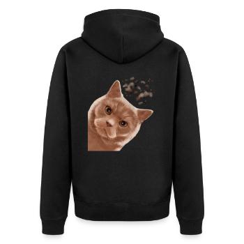 Drôle de crème curieuse British Shorthair Cat - Veste à capuche bio Premium Unisexe - noir - Dos - Nico (187cm)
