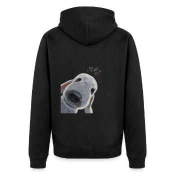 Funny Curious Dog Bedlington Terrier - Unisex Premium Organic Zip Hoodie - black - Back - Nico (187cm)