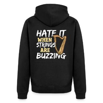 Hate It When Strings Are Buzzing Harp Player Harp - Unisex Premium Bio Zip Hoodie - Schwarz - Hinten - Nico (187cm)