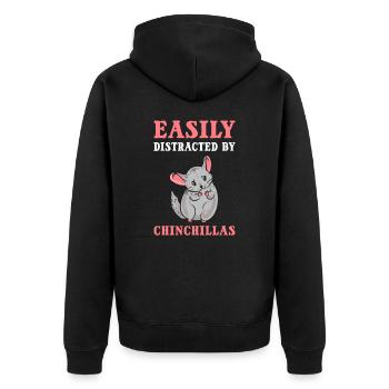 Easily Distracted By Chinchillas Chinchilla Pet - Unisex Premium Bio Zip Hoodie - Schwarz - Hinten - Nico (187cm)