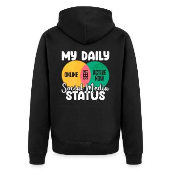 Mein täglicher Social Media Status Venn-Diagramm - Unisex Premium Bio Zip Hoodie - Schwarz - Hinten - Nico (187cm)