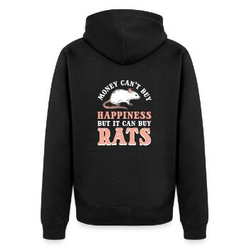 Money Can't Buy Happiness But It Can Buy Rats Rat - Unisex Premium Organic Zip Hoodie - black - Back - Nico (187cm)