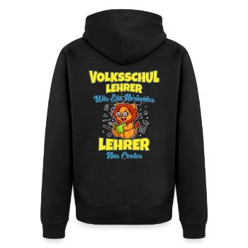 Volksschullehrer Volksschule Lehrkraft Lehrer - Unisex Premium Bio Zip Hoodie - Schwarz - Hinten - Nico (187cm)