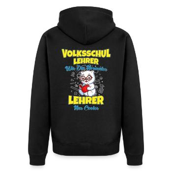 Volksschullehrer Volksschule Lehrkraft Lehrer - Unisex Premium Bio Zip Hoodie - Schwarz - Hinten - Nico (187cm)