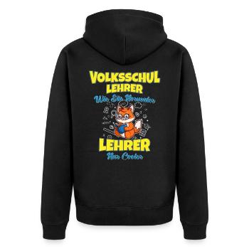 Volksschullehrer Volksschule Lehrkraft Lehrer - Unisex Premium Bio Zip Hoodie - Schwarz - Hinten - Nico (187cm)