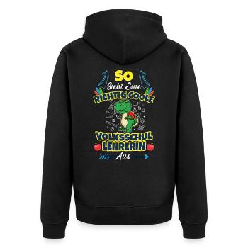 Volksschullehrerin Volksschule Lehrkraft Lehrerin - Unisex Premium Bio Zip Hoodie - Schwarz - Hinten - Nico (187cm)