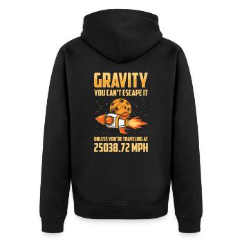 Rocket Science Scientist Gravity Sie können der - Unisex Premium Bio Zip Hoodie - Schwarz - Hinten - Nico (187cm)