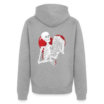 Till Death Midnight Lovers Gothic Skull Bones - Unisex Premium Organic Zip Hoodie - heather grey - Back - Nico (187cm)