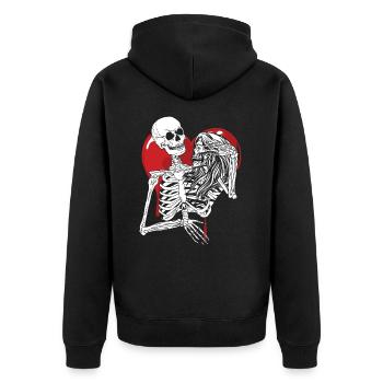 Jusqu’à la mort Minuit Loving Gothic Skull - Veste à capuche bio Premium Unisexe - noir - Dos - Nico (187cm)