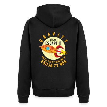 Rocket Science Scientist Gravity Sie können der - Unisex Premium Bio Zip Hoodie - Schwarz - Hinten - Nico (187cm)
