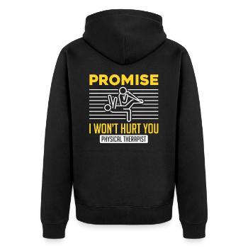 Physiothérapeute Drôle de promesse que je - Veste à capuche bio Premium Unisexe - noir - Dos - Nico (187cm)