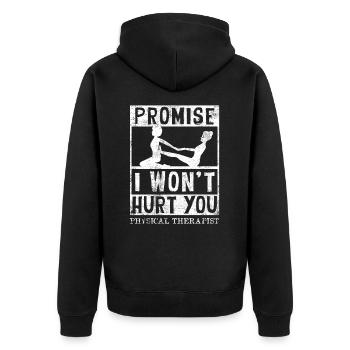 Physiothérapeute Drôle de promesse que je - Veste à capuche bio Premium Unisexe - noir - Dos - Nico (187cm)