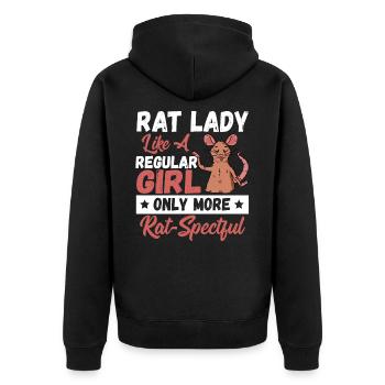 Rat Lady Like a Regular Girl Only More - Unisex Premium Bio Zip Hoodie - Schwarz - Hinten - Nico (187cm)