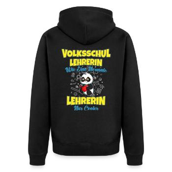 Volksschullehrerin Volksschule Lehrkraft Lehrerin - Unisex Premium Bio Zip Hoodie - Schwarz - Hinten - Nico (187cm)