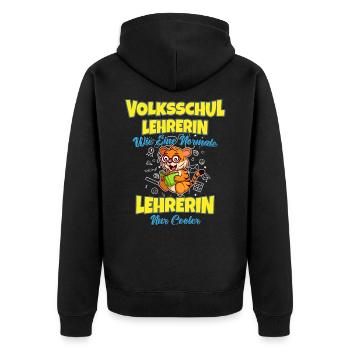 Volksschullehrerin Volksschule Lehrkraft Lehrerin - Unisex Premium Bio Zip Hoodie - Schwarz - Hinten - Nico (187cm)