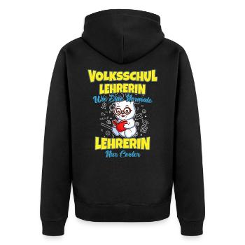 Volksschullehrerin Volksschule Lehrkraft Lehrerin - Unisex Premium Bio Zip Hoodie - Schwarz - Hinten - Nico (187cm)