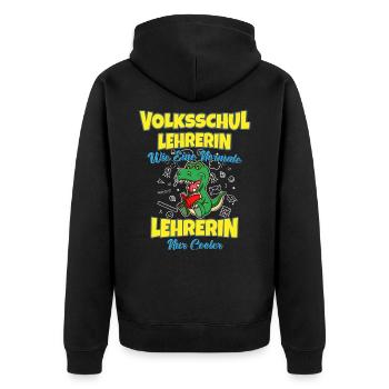 Volksschullehrerin Volksschule Lehrkraft Lehrerin - Unisex Premium Bio Zip Hoodie - Schwarz - Hinten - Nico (187cm)
