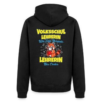 Volksschullehrerin Volksschule Lehrkraft Lehrerin - Unisex Premium Bio Zip Hoodie - Schwarz - Hinten - Nico (187cm)