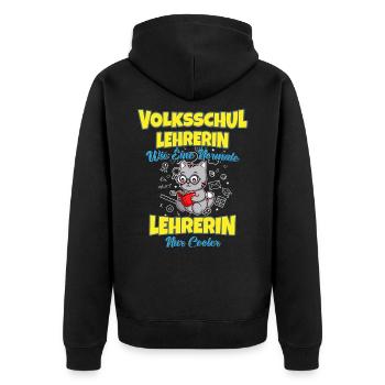 Volksschullehrerin Volksschule Lehrkraft Lehrerin - Unisex Premium Bio Zip Hoodie - Schwarz - Hinten - Nico (187cm)