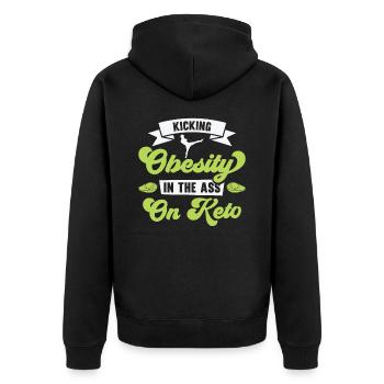 Keto-Diät Ketogene Ernährung Diätassistent - Unisex Premium Bio Zip Hoodie - Schwarz - Hinten - Nico (187cm)