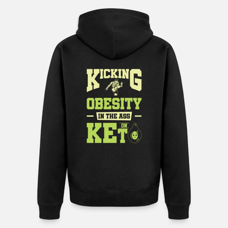 Keto-Diät Ketogene Ernährung Diätassistent - Unisex Premium Bio Zip Hoodie - Schwarz