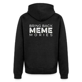 Soziale Medien wecken Meme-Erinnerungen - Unisex Premium Bio Zip Hoodie - Schwarz - Hinten - Nico (187cm)