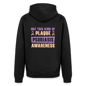 Psoriasis Warrior Plaque Lavendel Orange Ribbon - Unisex Premium Bio Zip Hoodie - Schwarz - Hinten - Nico (187cm)