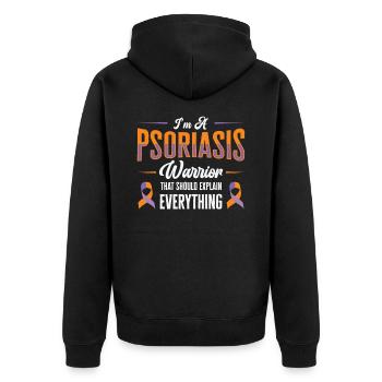 Psoriasis Guerrier Lavande Orange Ruban Sensibilisation - Veste à capuche bio Premium Unisexe - noir - Dos - Nico (187cm)