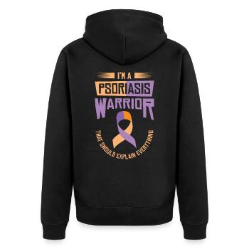 Psoriasis Guerrier Lavande Orange Ruban Sensibilisation - Veste à capuche bio Premium Unisexe - noir - Dos - Nico (187cm)