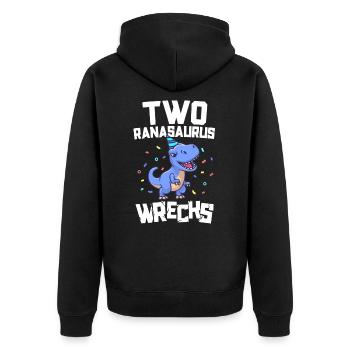 Fête d’anniversaire de dinosaure de 2 ans 2nd Bday - Veste à capuche bio Premium Unisexe - noir - Dos - Nico (187cm)