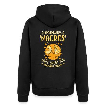 Keto Makros Diätassistent Makkaroni & Käse - Unisex Premium Bio Zip Hoodie - Schwarz - Hinten - Nico (187cm)