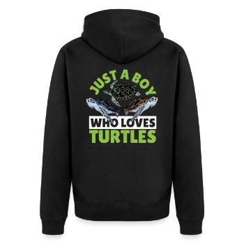 Just A Boy Who Loves Turtles Ocean Animal Sea - Unisex Premium Bio Zip Hoodie - Schwarz - Hinten - Nico (187cm)