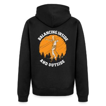 Balancing Inside and Outside Slackline Yoga Slack - Unisex Premium Bio Zip Hoodie - Schwarz - Hinten - Nico (187cm)