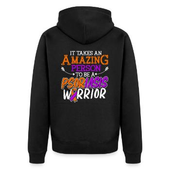 Psoriasis Warrior Incroyable Ruban Orange Lavande - Veste à capuche bio Premium Unisexe - noir - Dos - Nico (187cm)