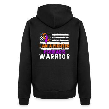 Psoriasis Warrior Fighter Ruban orange lavande - Veste à capuche bio Premium Unisexe - noir - Dos - Nico (187cm)