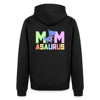 Mama Asaurus Dinosaurier Geburtstagsfeier TRex Matching - Unisex Premium Bio Zip Hoodie - Schwarz - Hinten - Nico (187cm)