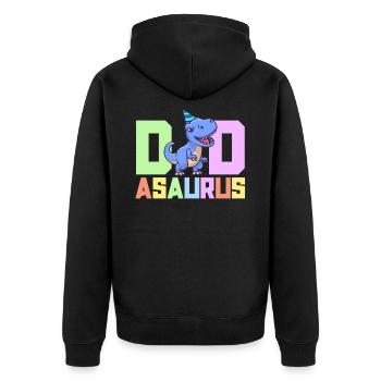 Papa Asaurus Dinosaurier Geburtstagsfeier TRex Matching - Unisex Premium Bio Zip Hoodie - Schwarz - Hinten - Nico (187cm)