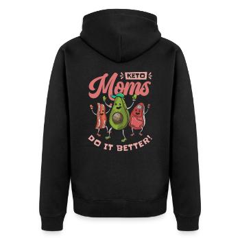 Keto Mom Ernährungsberaterin Ketogenes Essen - Unisex Premium Bio Zip Hoodie - Schwarz - Hinten - Nico (187cm)