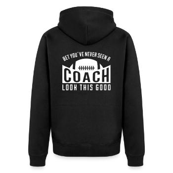 Fußball lustig Trainer gut aussehende Shirt Sport - Unisex Premium Bio Zip Hoodie - Schwarz - Hinten - Nico (187cm)